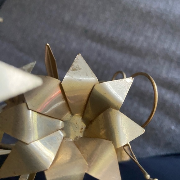 UNIQUE Metal Flower With Stone Base signed Whitish 1984 G1 - Picture 7 of 11